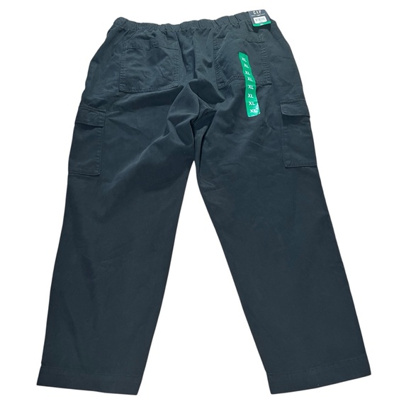 GAP Twill Cargo Pants Black Size XL Pull On Elastic Waist Casual Pockets NWT - Picture 3 of 15